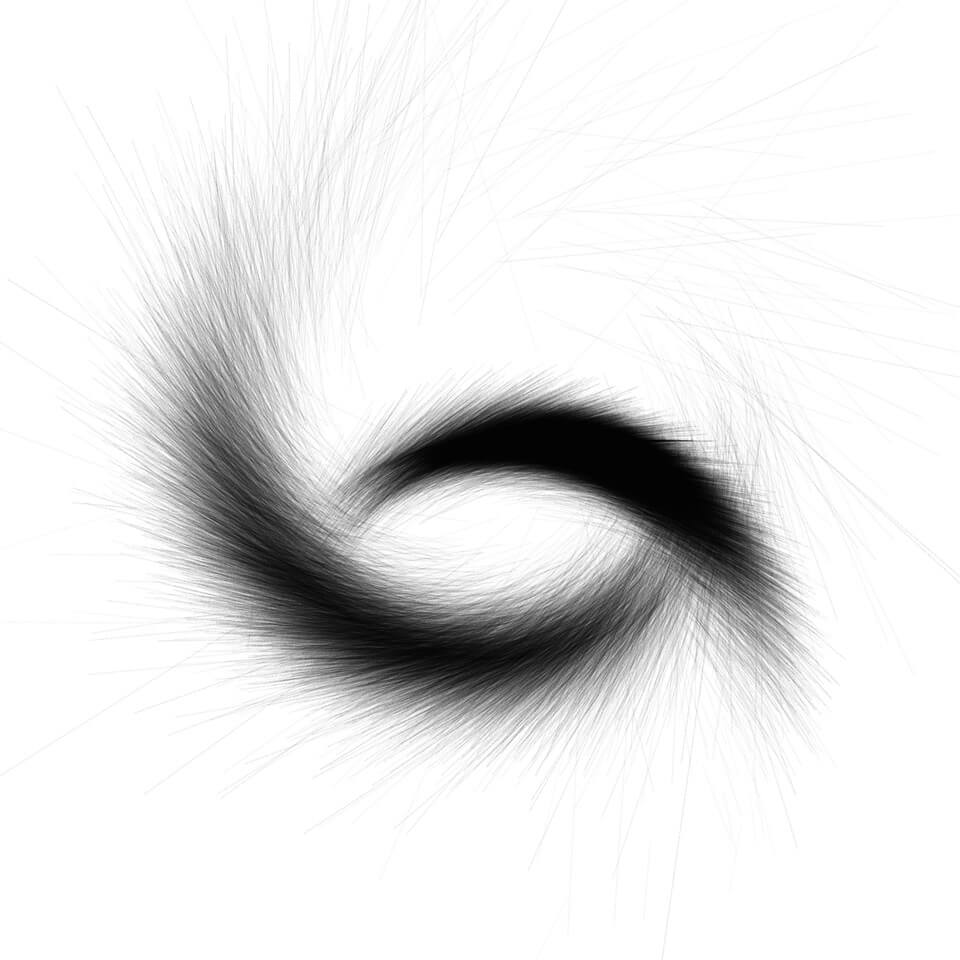 hundreds of thousands of lines of text overlayed to make the two hairy curve shapes of a weird ai system