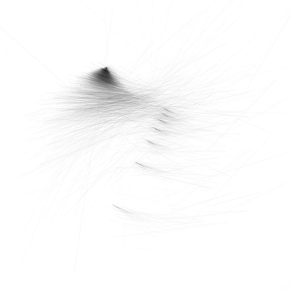 hundreds of thousands of lines of text overlayed to make the fin like shape of a weird ai system