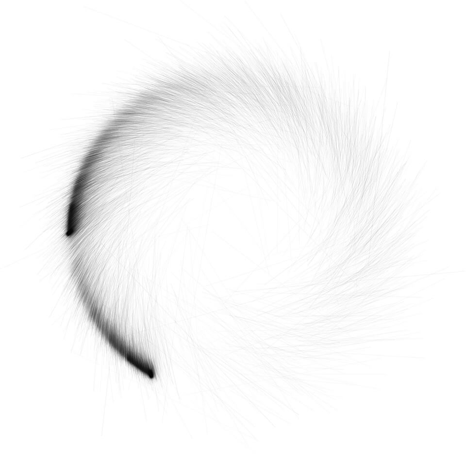 hundreds of thousands of lines of text overlayed to make the misaligned curve of a weird ai system