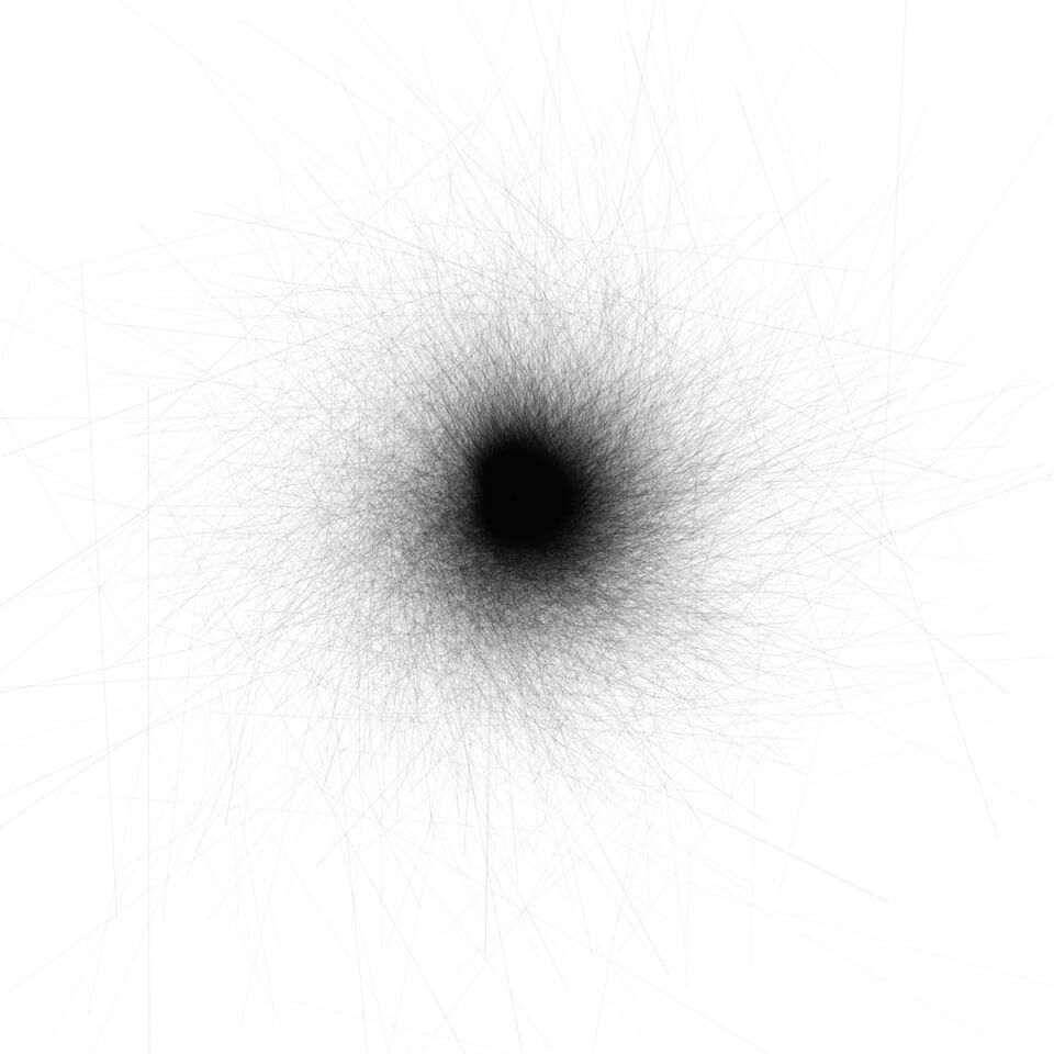 hundreds of thousands of lines of text overlayed to make the bullet hole shape of a weird ai system